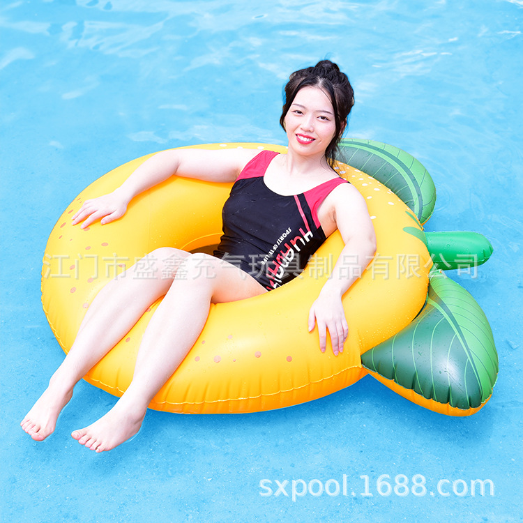 夏季跨境大号游泳圈橙子苹果座圈泳圈成人充气游泳装备用品充气式