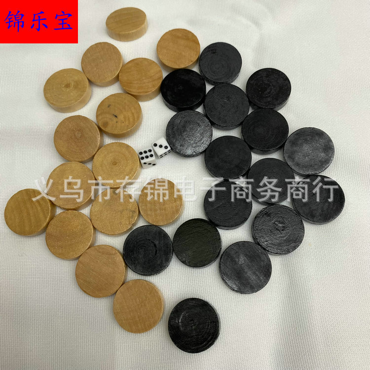 供应木制棋子西洋棋双陆棋子黑白棋子国际象棋双用多种尺寸配件材细节图