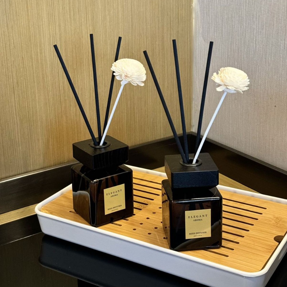 香薰套装伴手礼礼品 酒店香氛木盖藤条无火香薰产品图