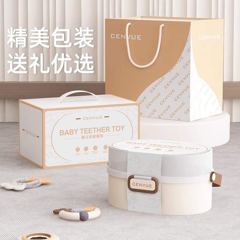 跨境新生儿见面礼物婴儿出生宝宝周岁玩具满月安抚摇铃礼盒月子礼产品图