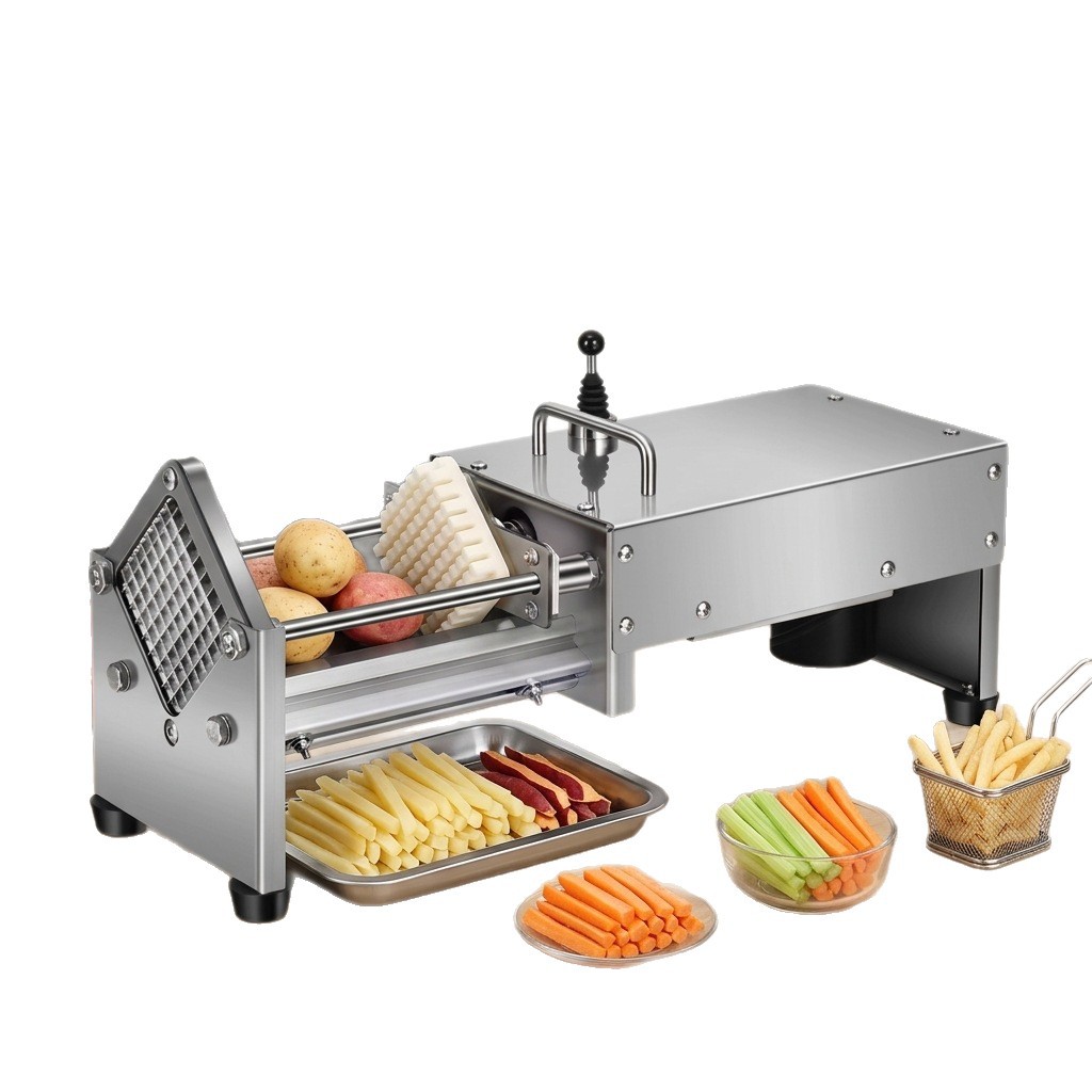 Commercial slicer with manual and automatic options, potato and sweet potato push slicer, stainless steel fruit and vegetable slicing equipment manufacturer Item Picture