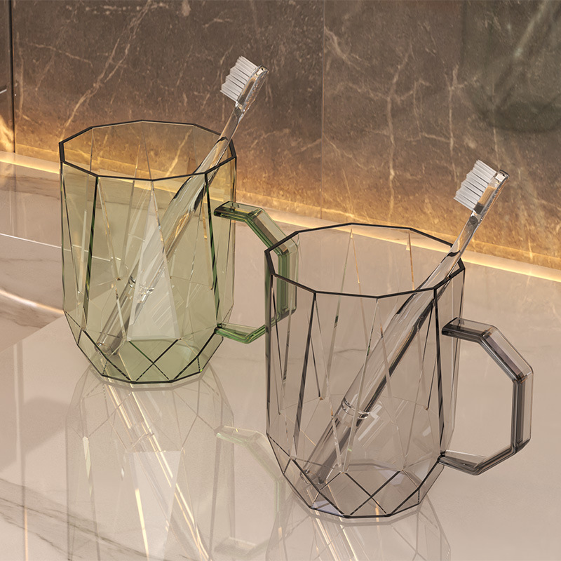 透明几何造型牙刷杯牙刷杯简约时尚洗漱用品收纳家用便携装饰用品