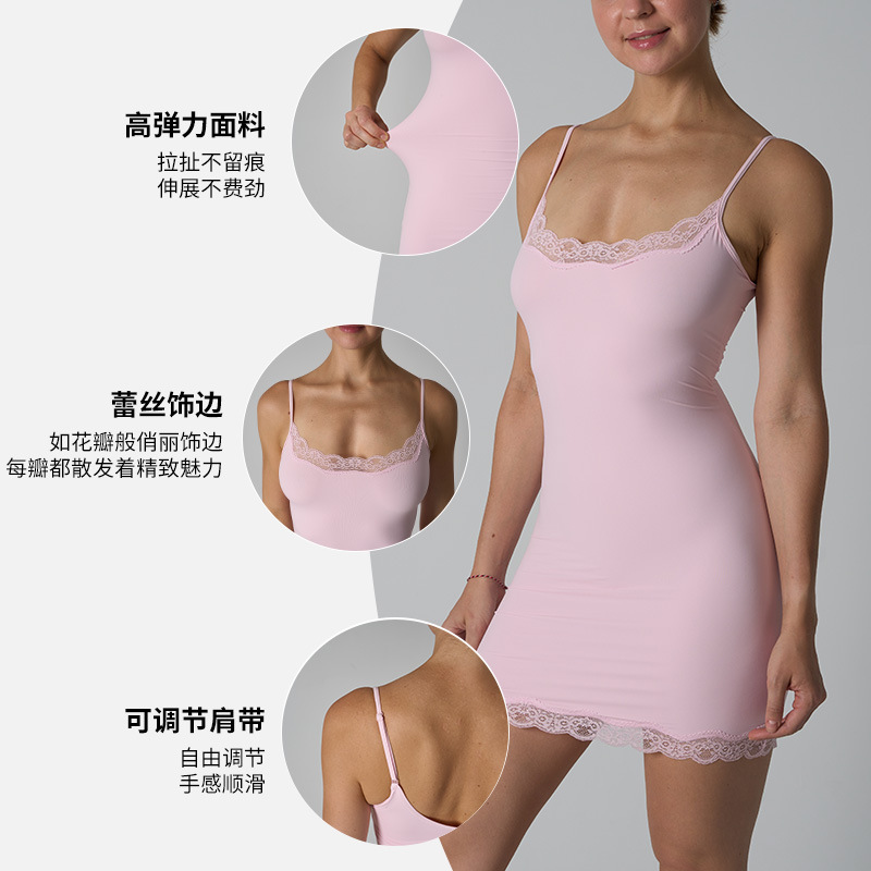 LaceSlipdress高弹无袖蕾丝连衣裙女吊带修身性感短裙夏女装详情图4