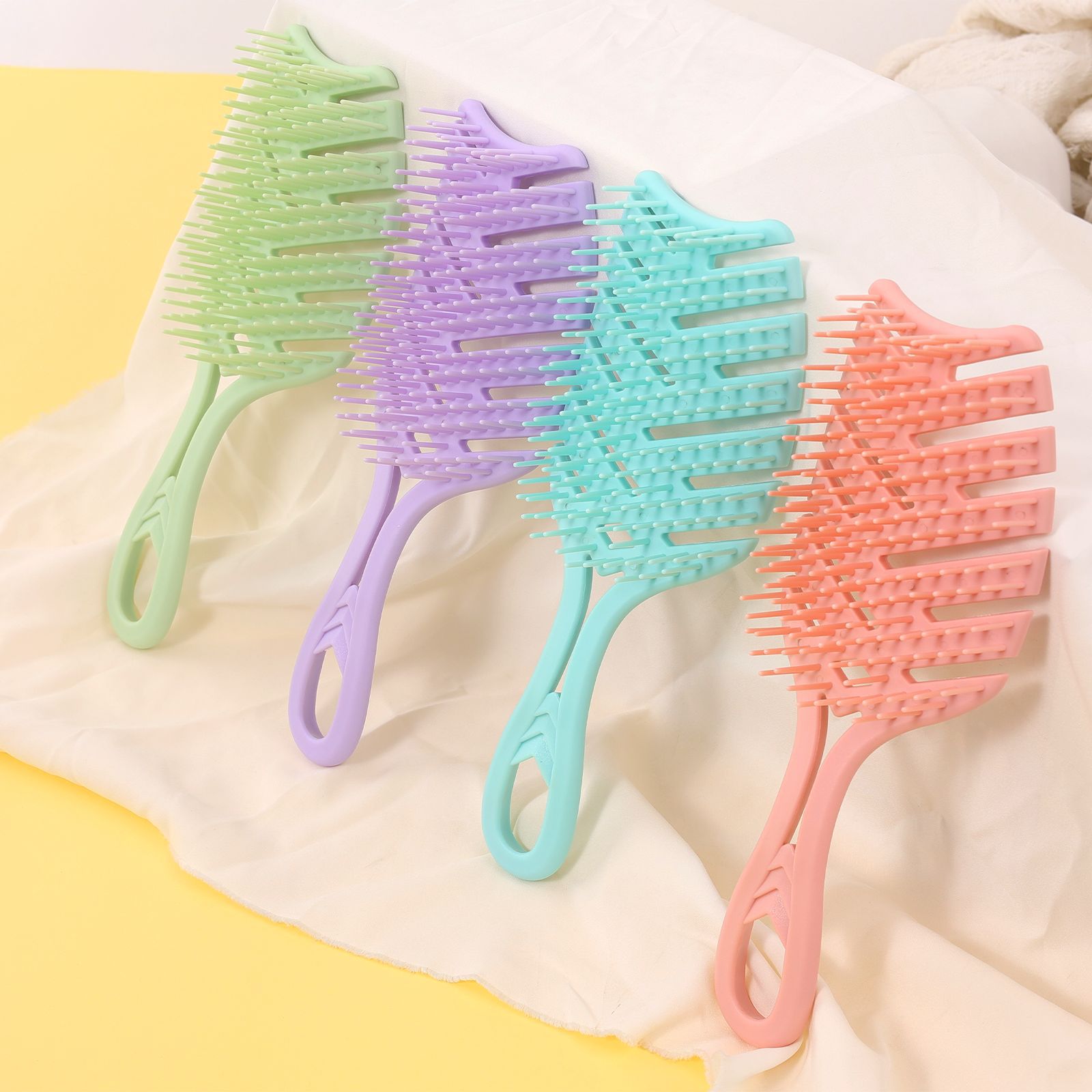 Baihe Multi-color hollowed-out massage comb Hair care handle care tool Specification image