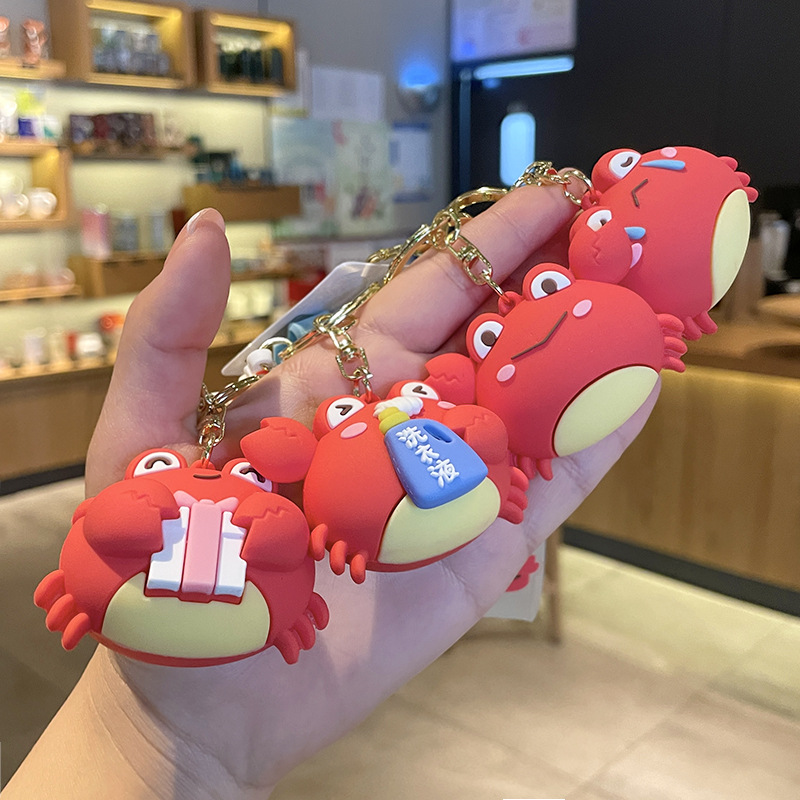 Factory direct supply of genuine cartoon crab family PVC keychains, advertising gifts, epoxy resin backpacks, mobile phone pendants details Picture