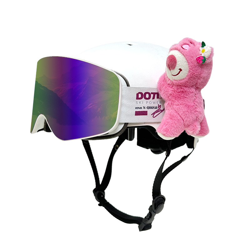 【BERTON OUTDOOOR】滑雪系列立体玩偶滑雪护目镜玩偶背夹式固定滑雪骑行眼镜织带配件公仔个性装饰新款白底实物图
