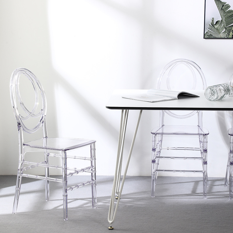 Starlight internet-famous crystal bamboo joint chair, plastic PC transparent acrylic wedding hall theme banquet hall wedding outdoor dining chair details Picture