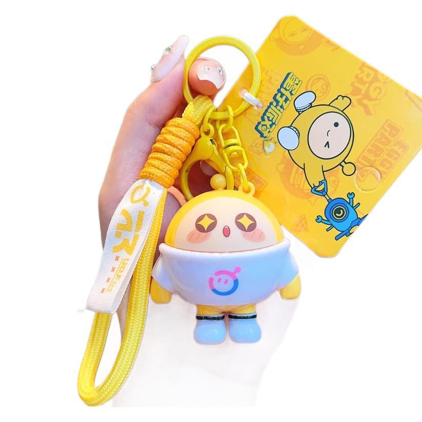 钥匙扣/星星人/陶泥镶钻/钥匙挂/镜子钥匙扣白底实物图