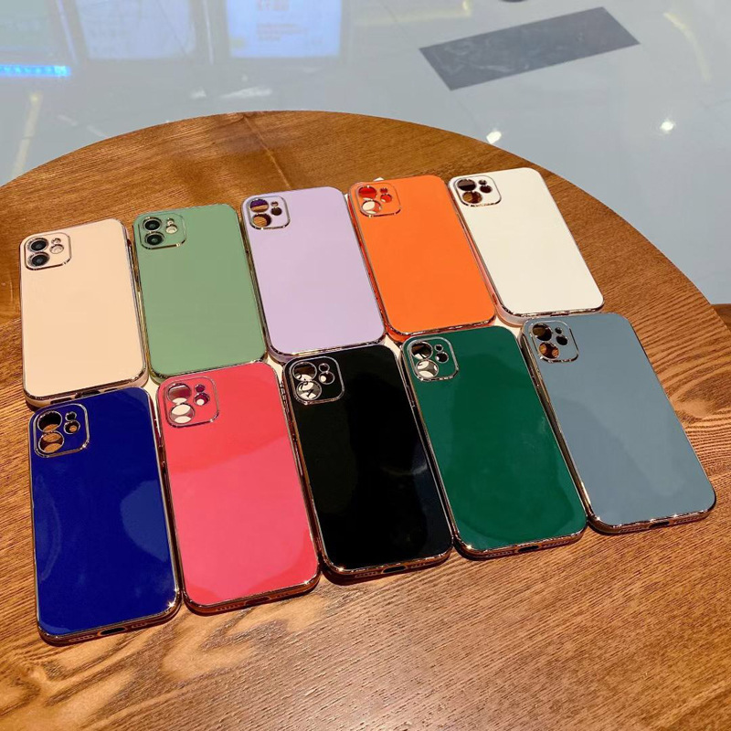 Solid color 6D electroplated straight edge, suitable for iphone17promax, Apple 16pro phone case 15pro, export 14 soft