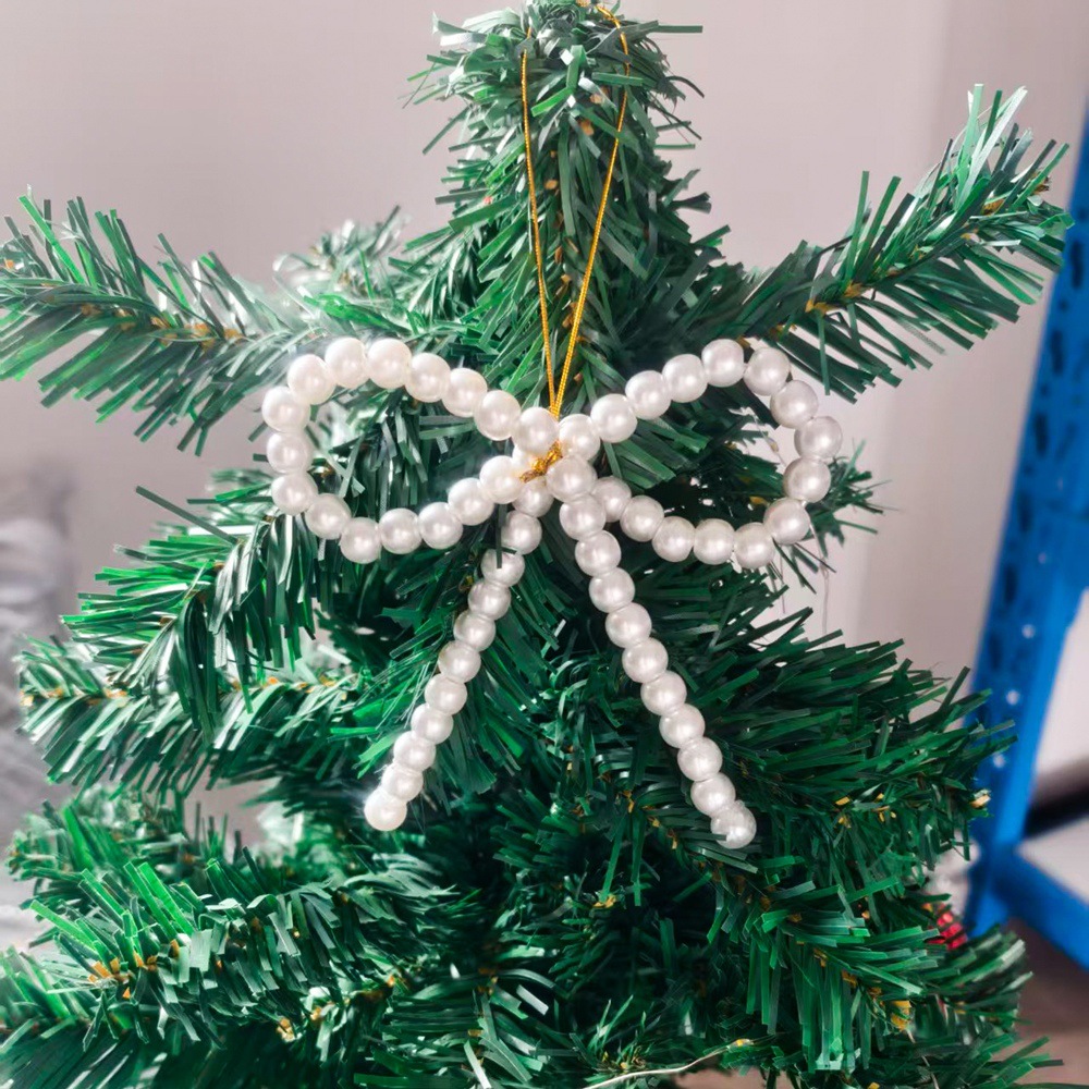 Cross-border Christmas pearl bow pendant, Christmas tree pendant, handmade small pendant, festive atmosphere decoration