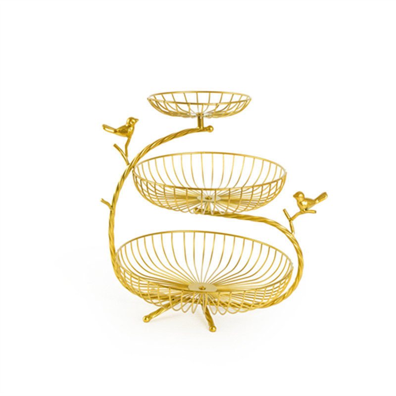 北欧简约ins风水果盘现代客厅家用多层水果篮铁艺糖果盘子收纳篮详情图5