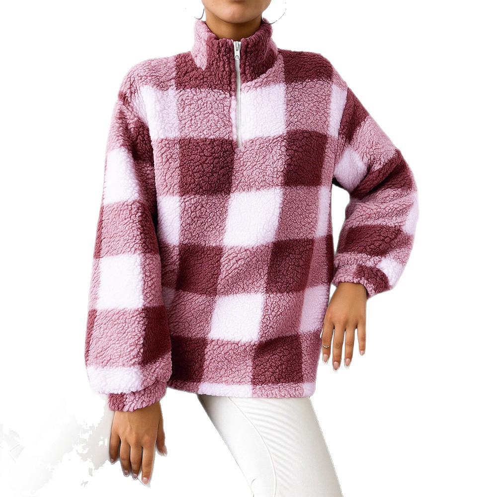 A new type of women's casual stand-up collar, zipper, long-sleeved pullover and multi-color plush sweatshirt for cross-border trade in 2025 Item Picture