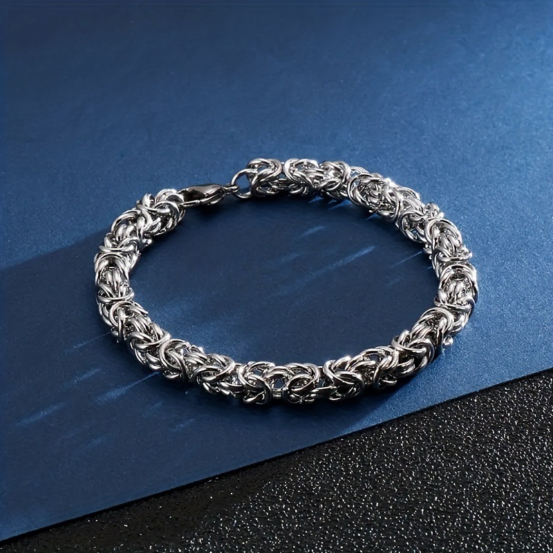 Retro woven titanium steel men's bracelet, hip-hop personality, simple men's and women's wristband, trendy brand, high-end handcrafted chain accessory details Picture