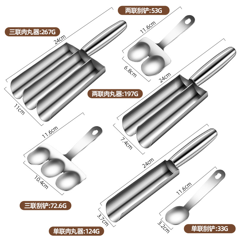 304 stainless steel meatball maker, a household tool for making fish balls, shrimp paste molds, rice balls and meat fillings, a perfect scooping tool Application Scenario