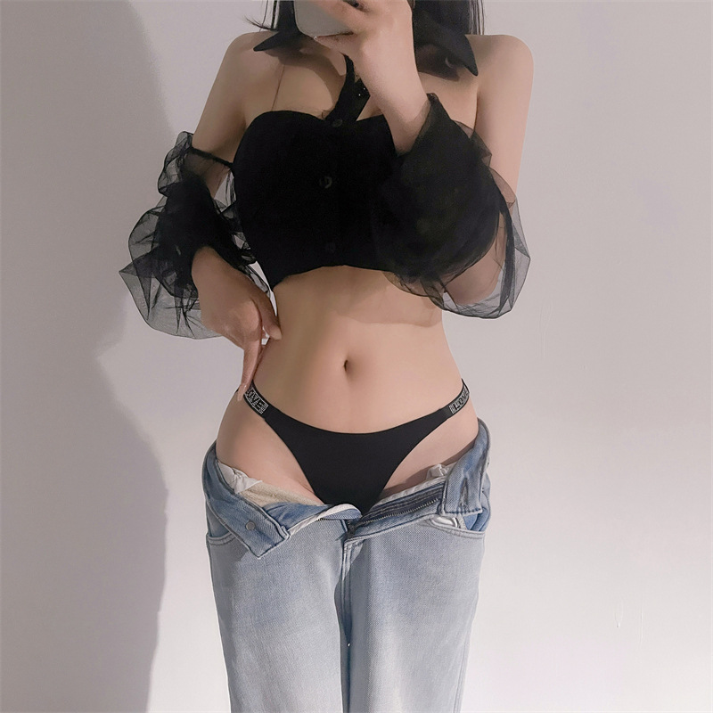 New rubberized printed women's underwear with T-shaped horizontal straps, sexy and seamless swimming fabric, comfortable and breathable for women, 17493 Specification image