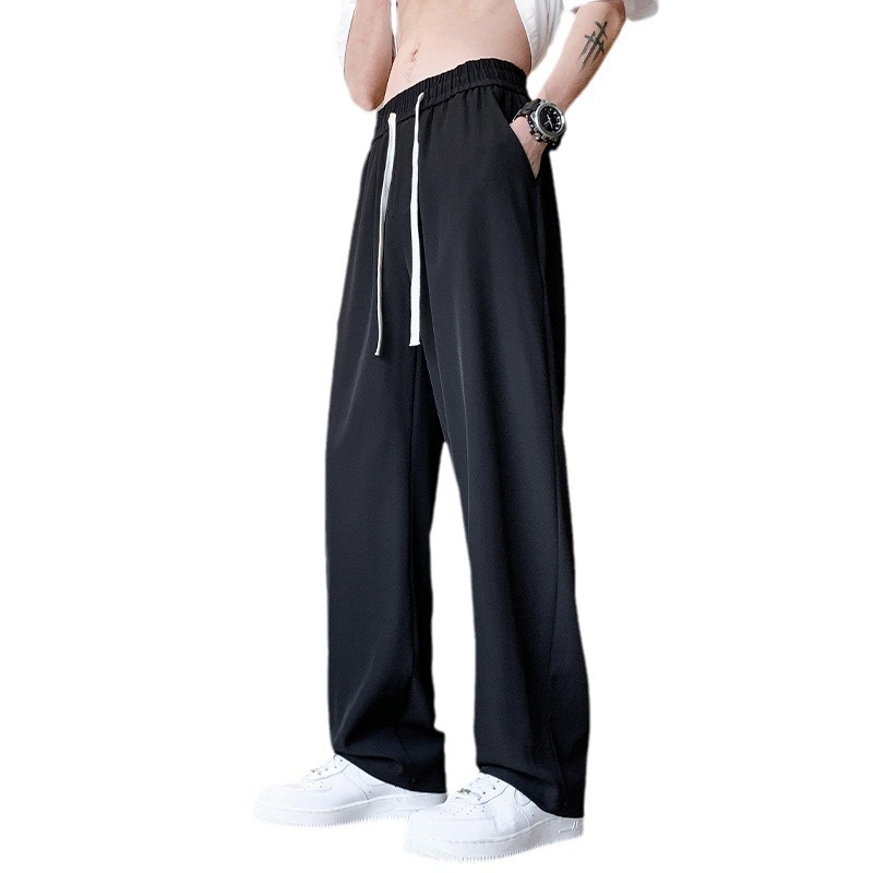 Trendy men's straight-leg casual pants, loose and drape, versatile sportswear pants, trendy brand ins pants, thin style, one-piece consignment Item Picture