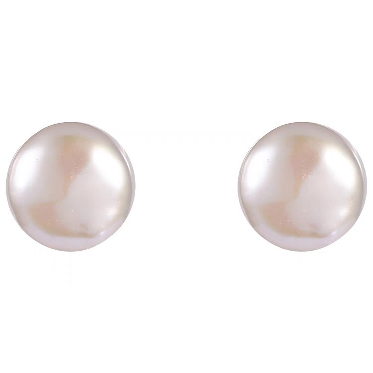 All-size 999 sterling silver high-gloss Shijia steamed bun pearl stud earrings, women's retro light luxury earrings, commuting fashion earrings Item Picture