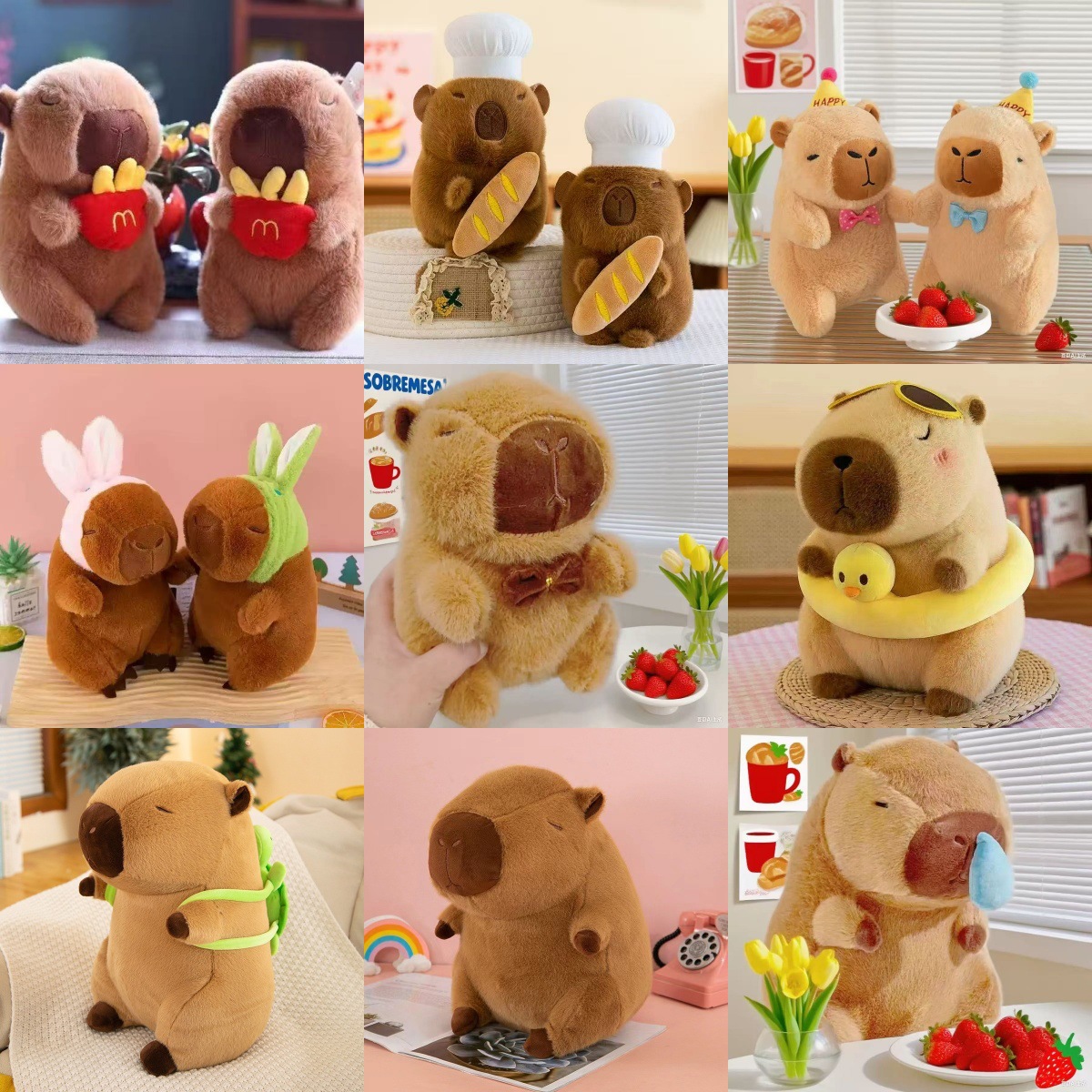 Cute brown capybara plush doll, soft and adorable pillow, children's toy, stuffed doll gift collection