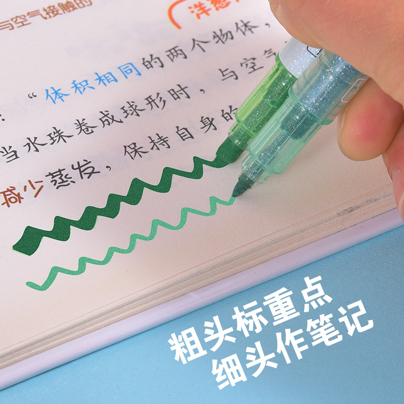 Factory direct supply of Weiya Hui Flash Highlighter 030B double-headed extended Highlighter wholesale with bright colors details Picture