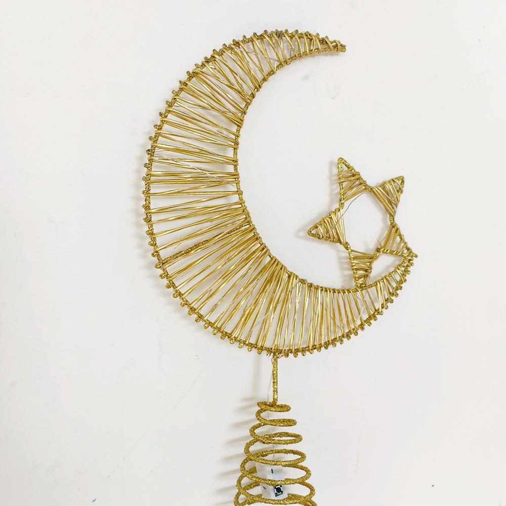 Cross-border Middle East star and moon decorative hanging ornaments, festival supplies, ornaments, powder-sprinkled luminous geometric handicrafts, ironwork Specification image