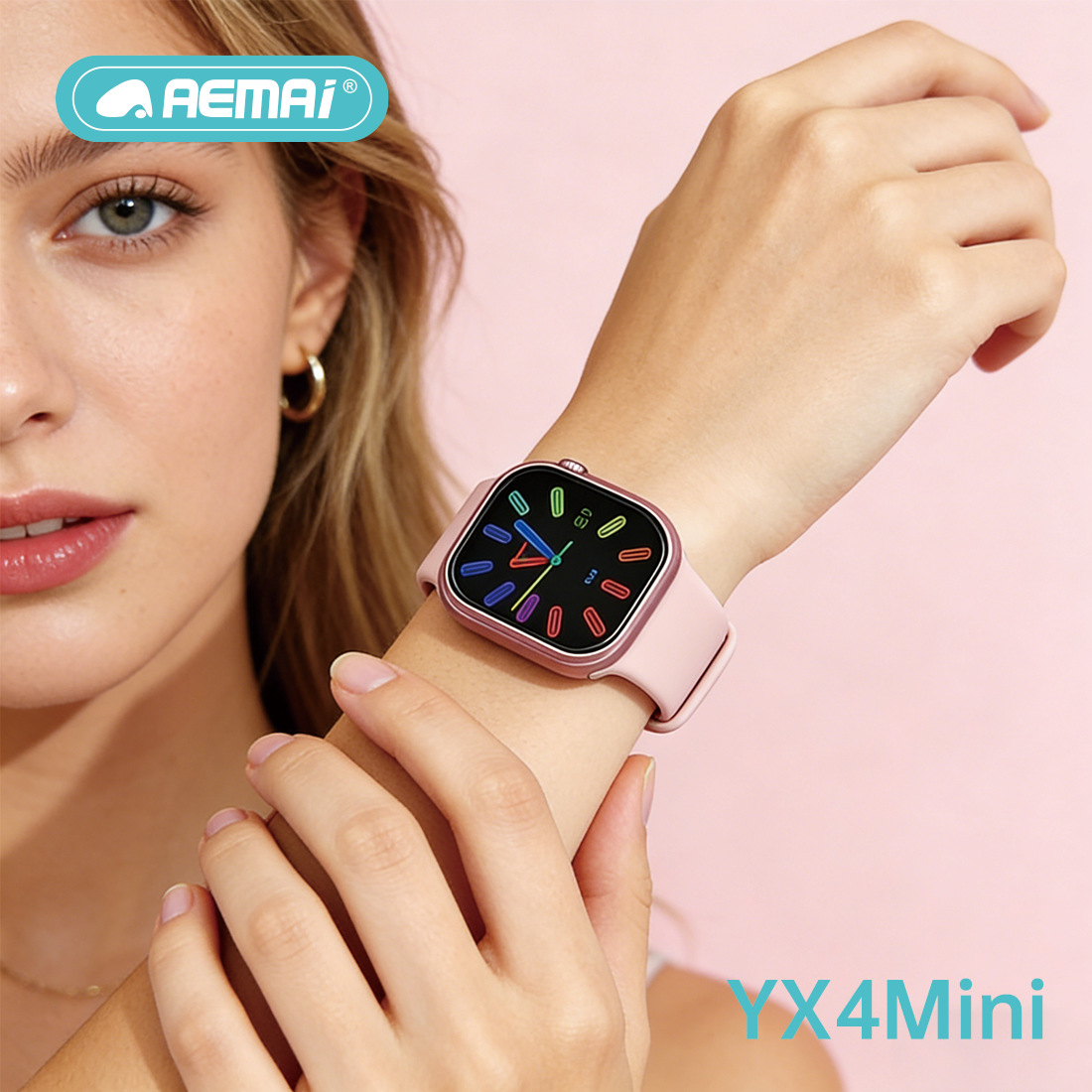YX4 Mini Color Smartwatch with black, pink and beige three-color straps AI robot dog toy set Application Scenario