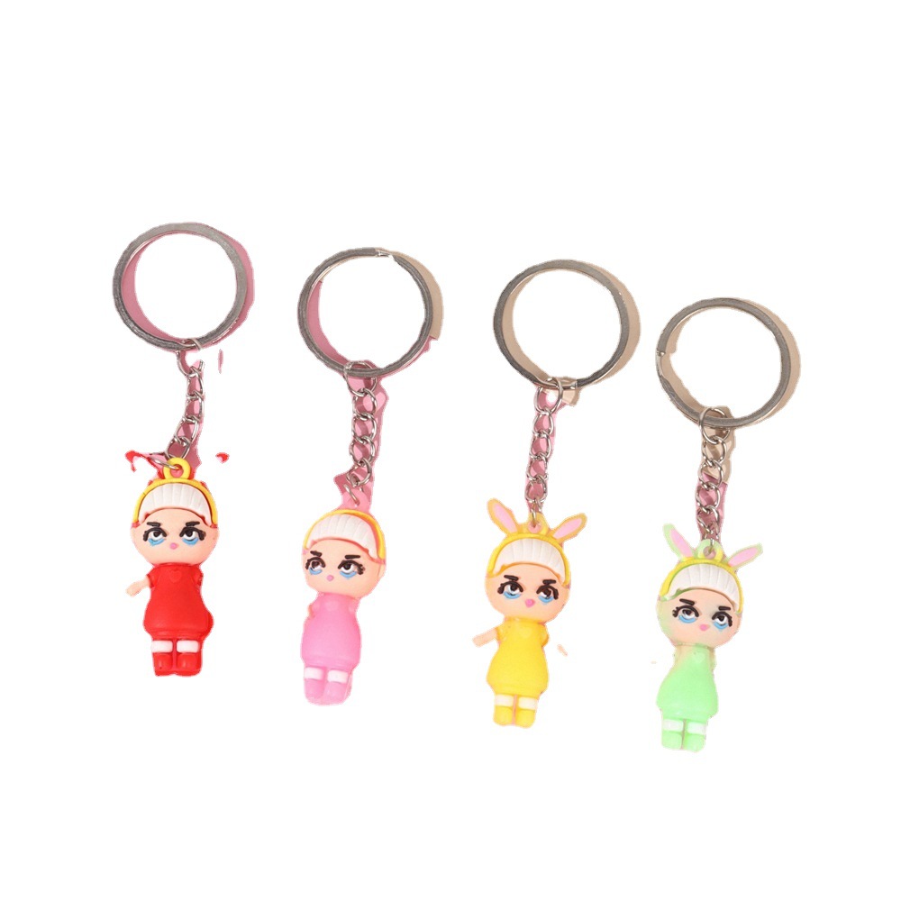 钥匙扣/卡通钥匙扣挂件/钥匙扣公仔挂件/流沙入油玩具/宋锦小马挂件白底实物图