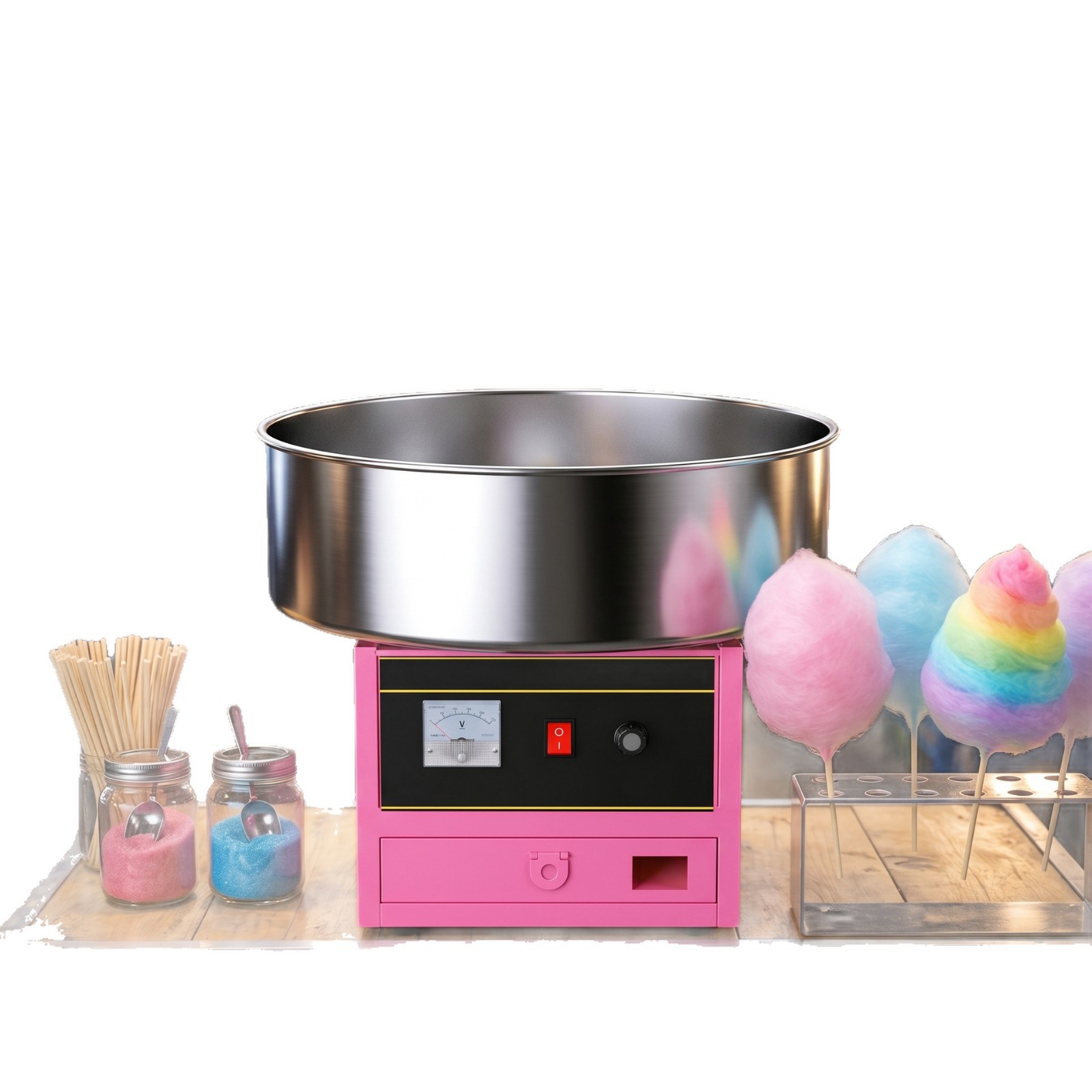 A manufacturer specializing in commercial fully automatic cotton candy machines for foreign trade, night market stalls, and electric fancy filament cotton candy machines Item Picture