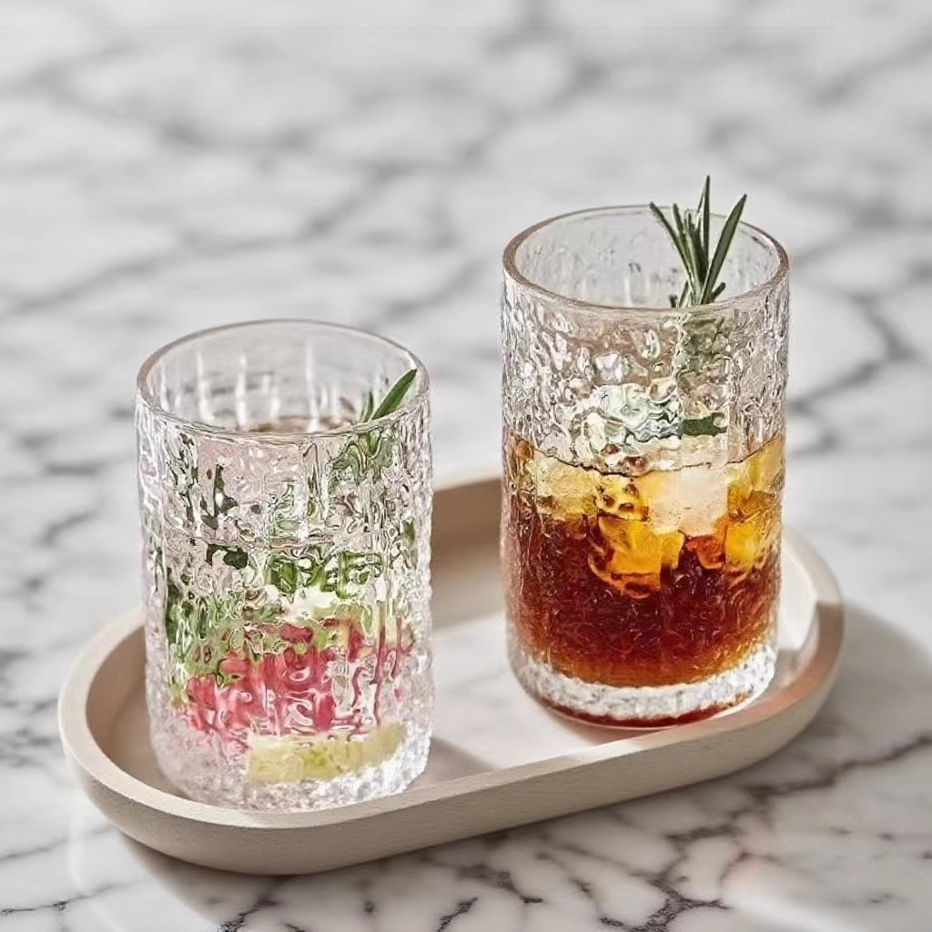 Bark-patterned tea cups, glass cups, water cups, embossed simplicity, high appearance level, ins cups, women's tennis cups, beer mugs, coffee cups Specification image