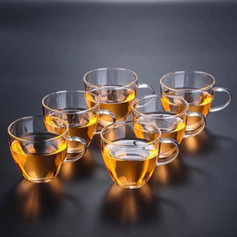 Factory wholesale of glass small tea cups, tea tasting cups, magnolia cups, heat-resistant Gongfu tea cups, thickened small tea cups with handles Specification image
