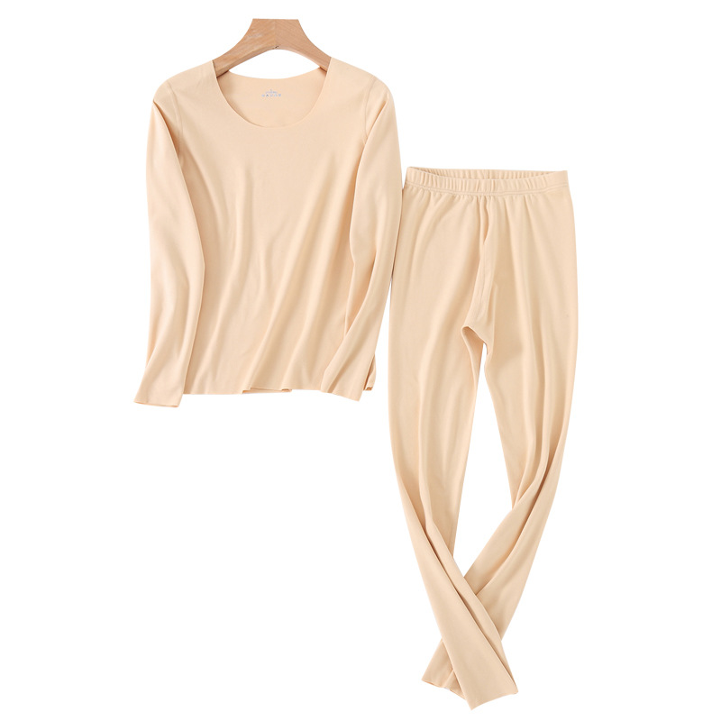 保暖内衣/秋衣秋裤/内衣套装保暖/圆领秋衣秋裤男女通用/羊绒保暖裤白底实物图