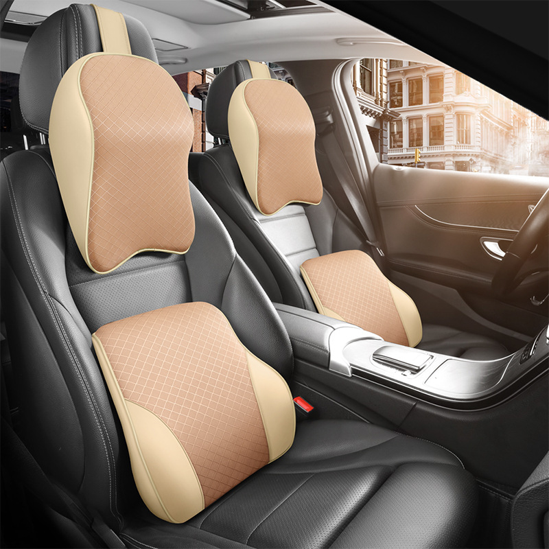 Self-produced and self-sold automotive supplies: Space memory foam headrest and lumbar support set, cervical spine protection car pillow, suitable for all seasons details Picture