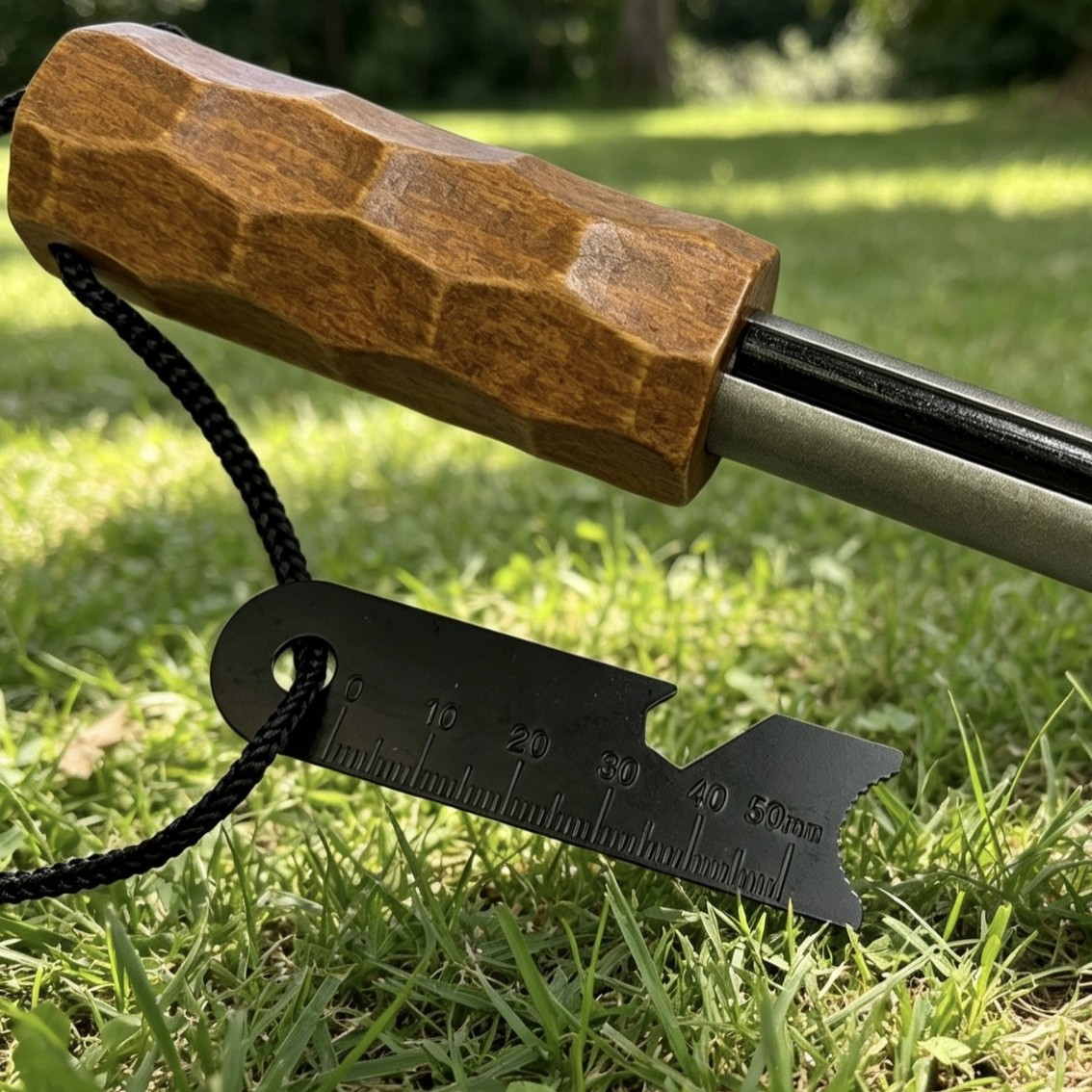 New survival camping flint magnesium rod, survivor umbrella rope, scraper, flint rod, wooden handle, flint set Specification image