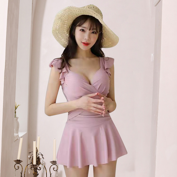 连体泳衣女2026夏季新款纯欲风裙式保守遮肚显瘦小胸聚拢度假泳装107039