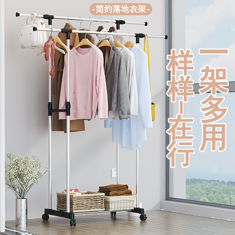 东南亚厂家直供阳台简易伸缩晾衣架晾晒架户外可移动多功能衣帽架