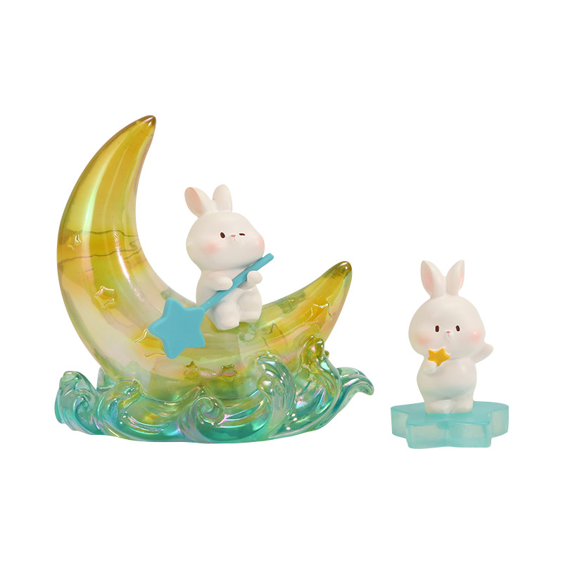 Moon Rabbit Dream Small Lamp Ornament, creative design for home living room desktop, resin handicraft gift, gift ornament Item Picture