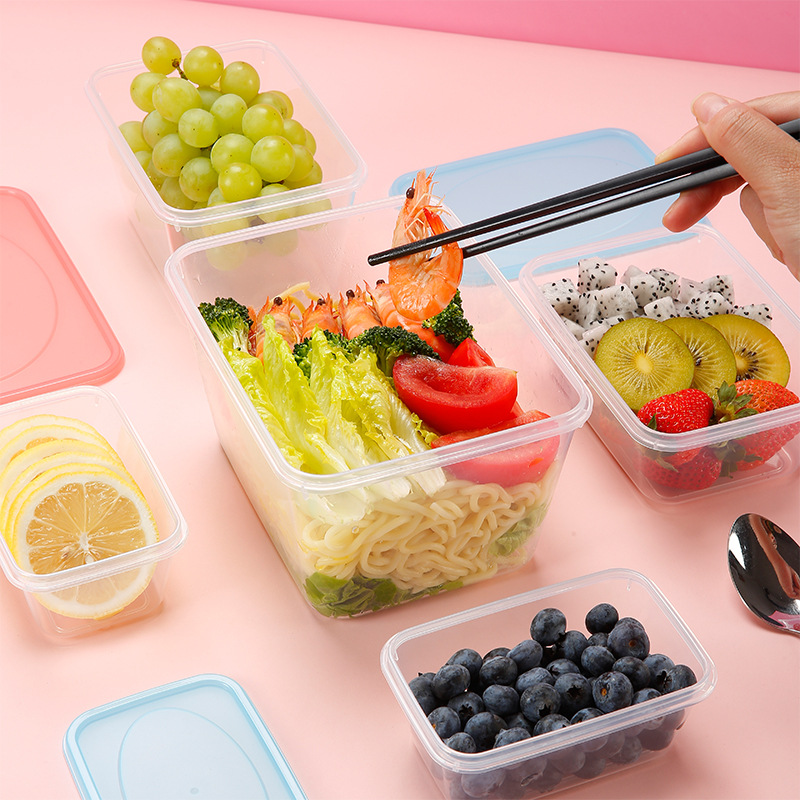 塑料保鲜盒微波炉便当盒蔬菜水果收纳盒外卖饭盒批发塑料盒套装细节图