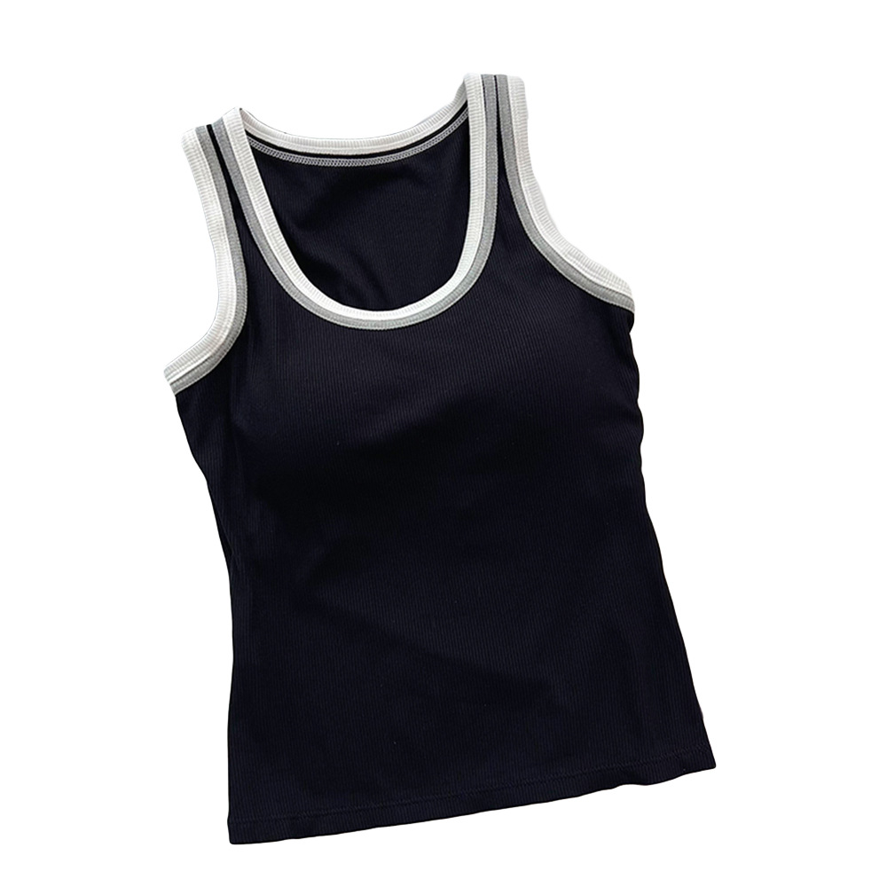 For autumn and winter, wear a Korean-style contrasting color brushed halter top for warmth, a fixed cup strap, a chest pad, and a sleeveless top as a base layer Item Picture