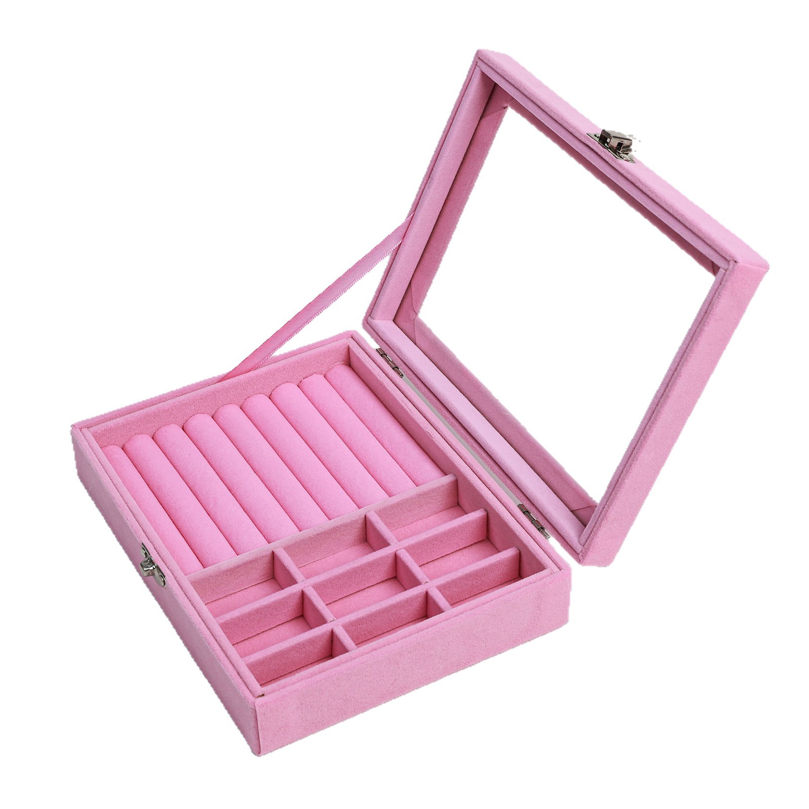 علب أدوات المفرقعات العابرة للحدود تحتوي على قلادة من اللؤلؤ خاتم مسامير ذات غطاء شفاف Item Picture