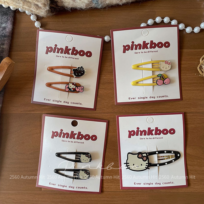 New Korean-style cartoon water drop hair clip, cute children's side hair clipping clip, kt bangs clip, girl's hair accessory, cherry heart decoration, multiple styles of daily cute headwear for girls, hair clip, versatile and fashionable cartoon girl Specification image