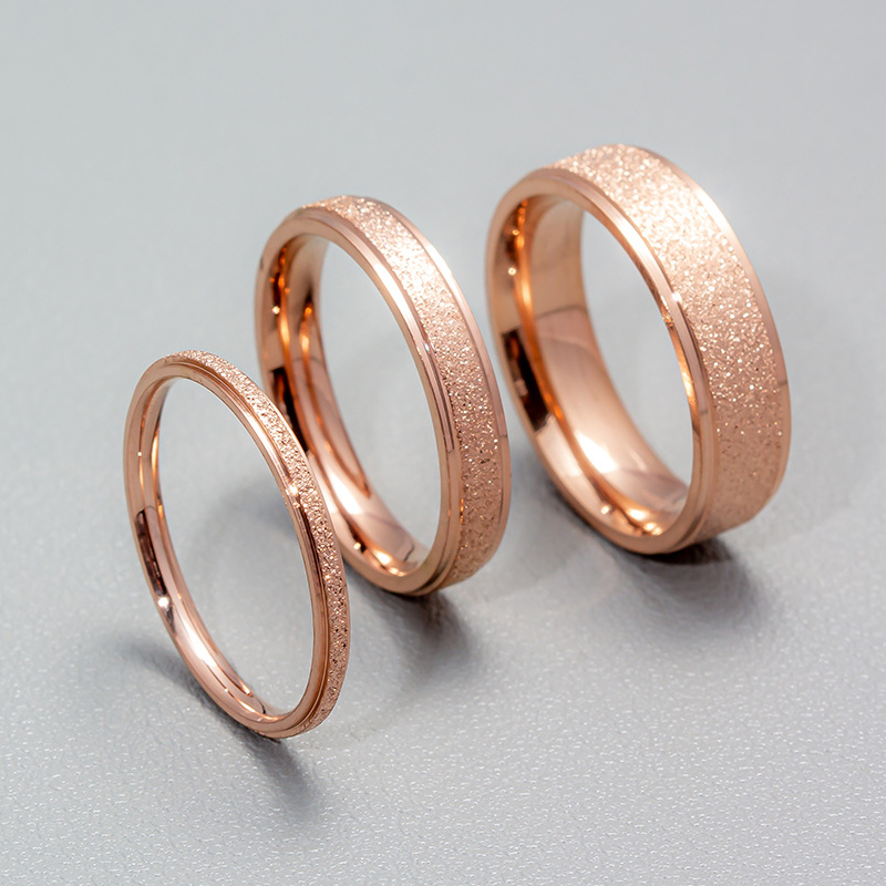 ins popular 2MM fine ring, stainless steel frosted tail ring, simple and fashionable trendy accessory, couple rings wholesale Specification image