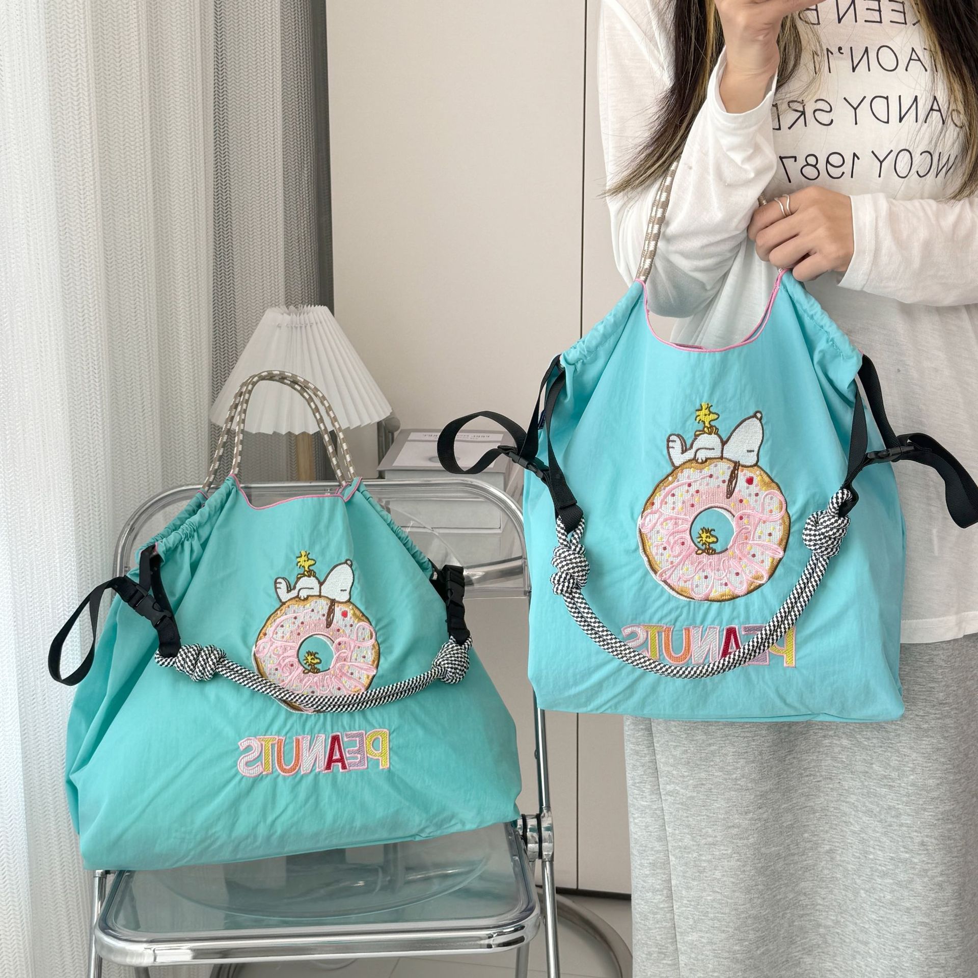 Korean-style lightweight large-capacity bag, casual and versatile, durable Oxford fabric shoulder bag, commuting crossbody bag, nylon fabric bag