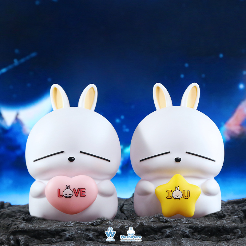 新款流氓兔创意摆件 多功能发光树脂摆件居家卧室装饰工艺品批发