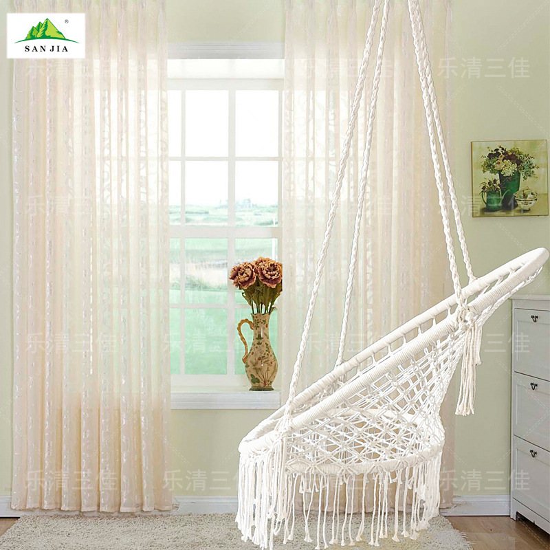 ins Nordic style hanging chair, popular tassel hand-woven cotton rope hanging basket, European and American balcony swing cradle lazy chair Application Scenario