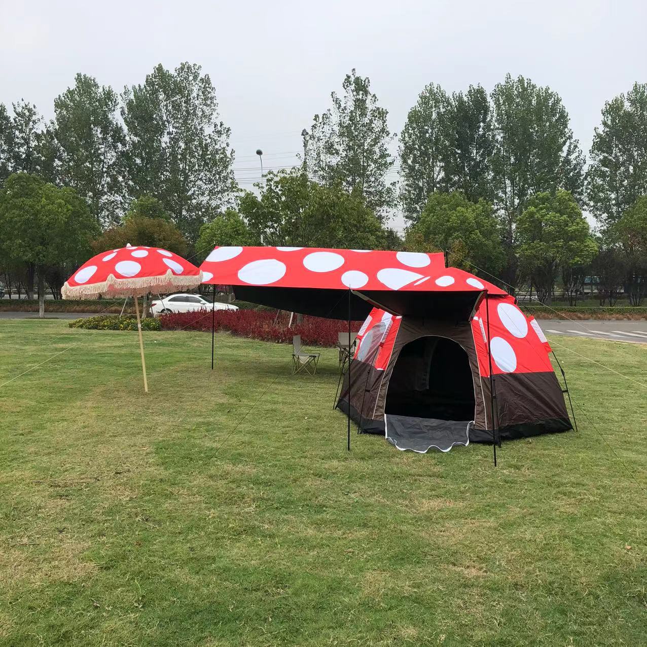 Outdoor mushroom house, hexagonal tent, canopy, sun umbrella, camping, portable folding quick-opening rainproof automatic tent