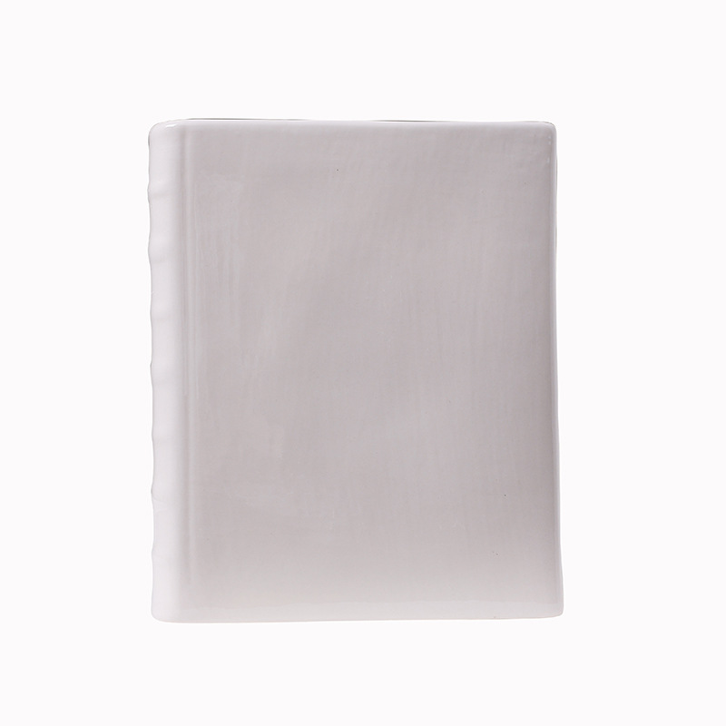 2025 Cross-border Creative Ceramic Book Vase, Nordic white glossy book-shaped vase decoration, hotel, home, living room, entrance hall table decoration Item Picture