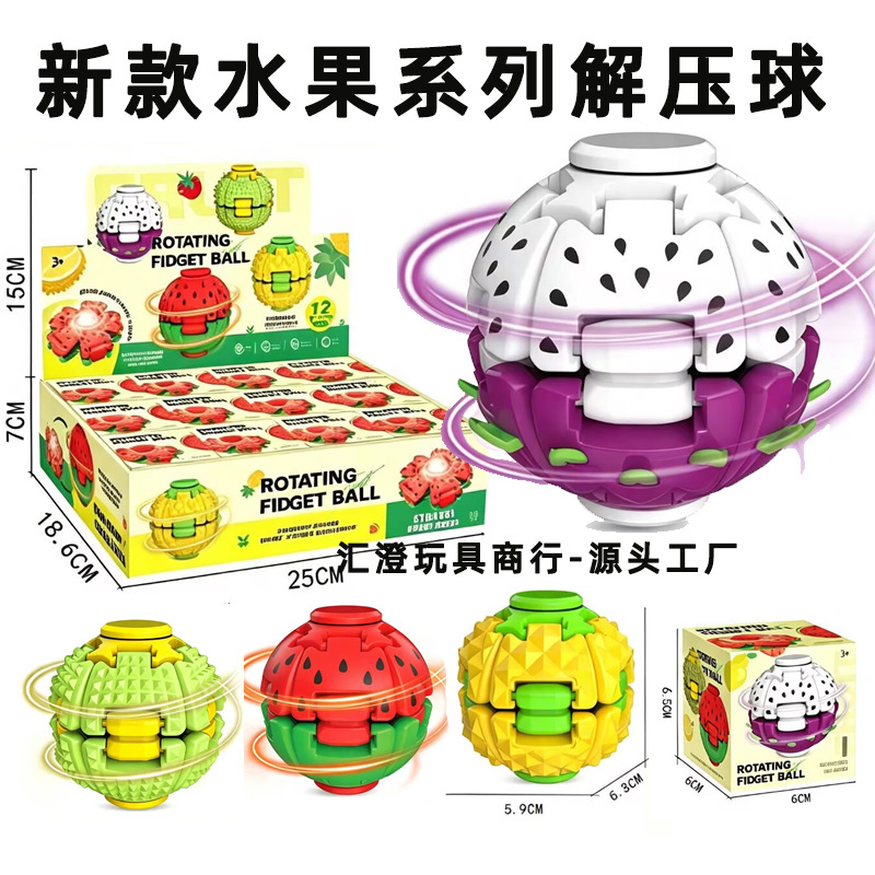 Cross-border new fruit injection molding press rotating pressure-relieving ball, finger gyroscope pressure-relieving rotating ball, rotating educational toy