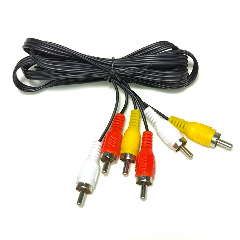 现货六头AV线三对三音频线AV影音线DVD音视频线3.5mm电脑音箱线材白底实物图