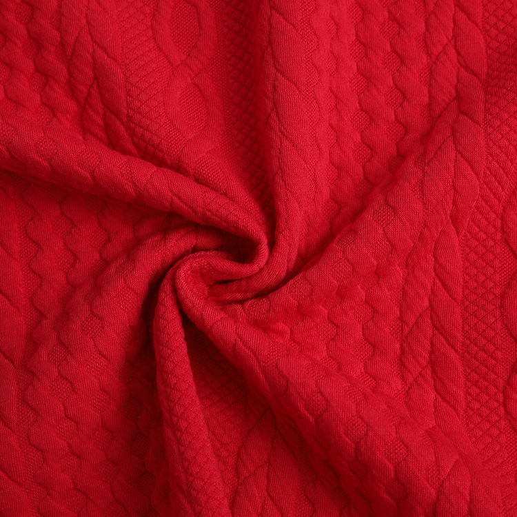 320g夹丝棉提花涤纶布 32s精梳棉针织提花面料 女装童装家访面料产品图