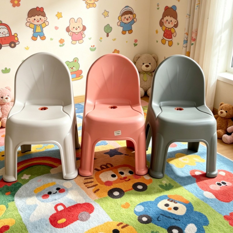 stool is a household plastic stool with a backrest. It is a children's backrest chair, a plastic chair, an adult backrest stool, and a stackable stool details Picture