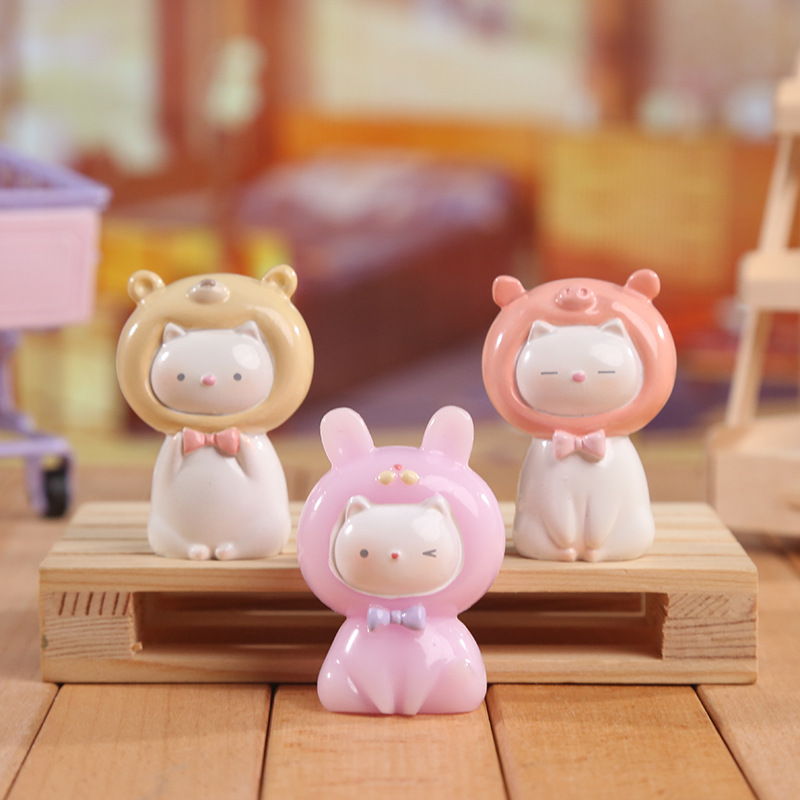 Creative and cute two-cartoon desktop ornaments for my cat, birthday gifts, blind boxes, figurines wholesale, healing and adorable beads details Picture